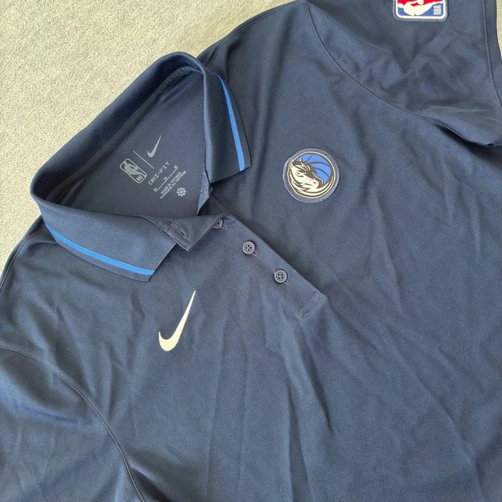 Nike Dallas Mavericks NBA Dri-FIT Polo Shirt Navy Blue Womens Medium